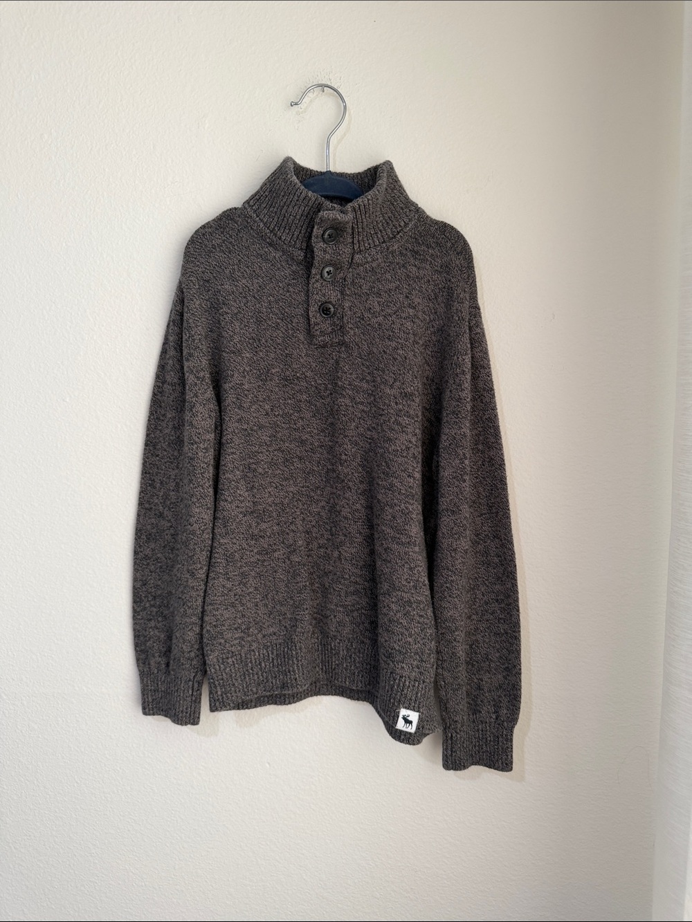 abercrombie kids Dark Gray Button-Front Turtleneck Sweater